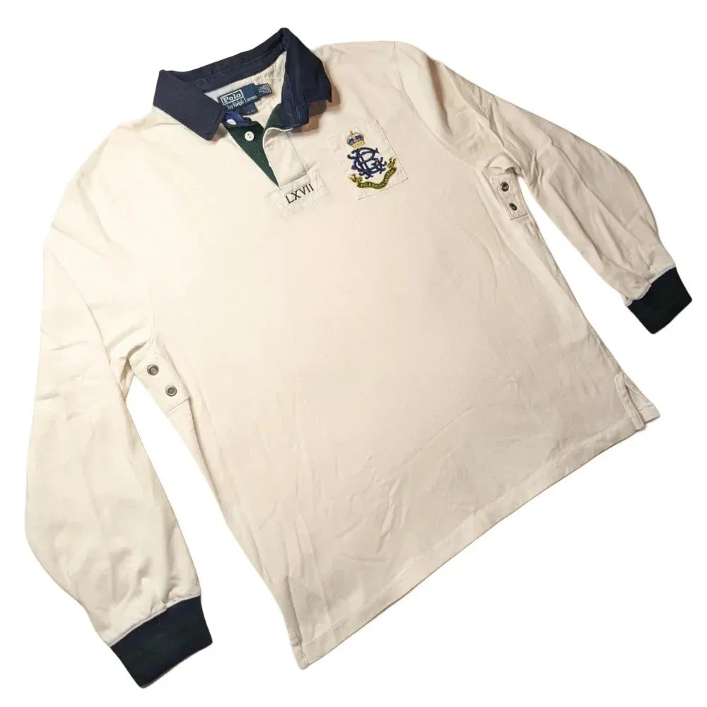 Polo Ralph Lauren Men's Vintage Rugby Shirt Crest LXVII Sz XL Custom Fit GUC